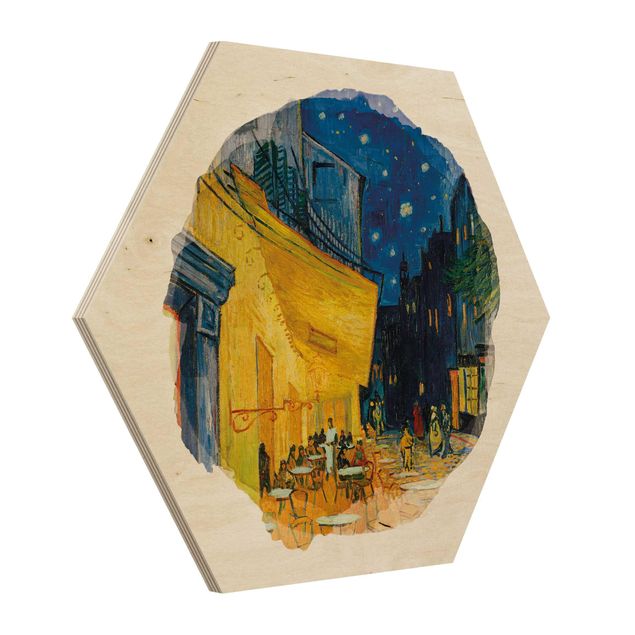 Hexagon Bild Holz - Wasserfarben - Vincent van Gogh - Café-Terrasse in Arles