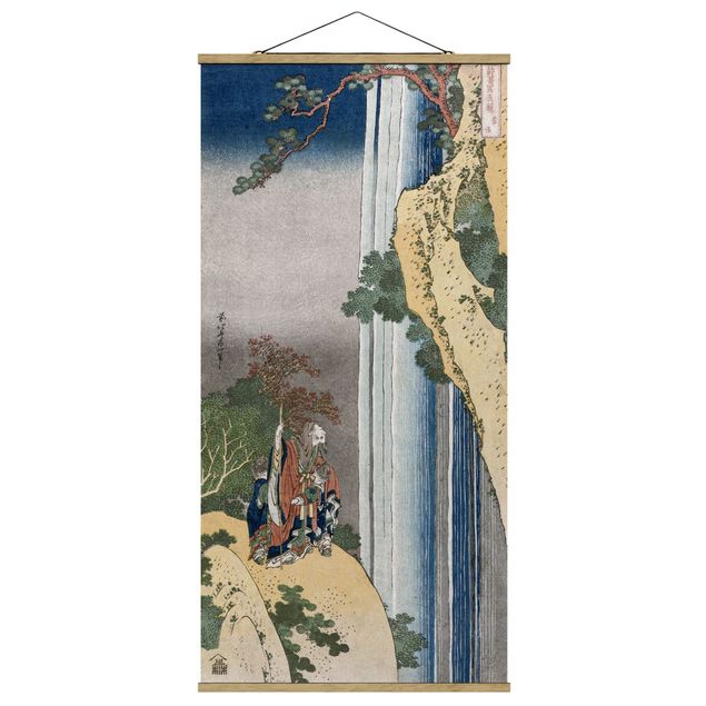 Stoffbild mit Posterleisten - Katsushika Hokusai - Der Dichter Rihaku - Hochformat 1:2