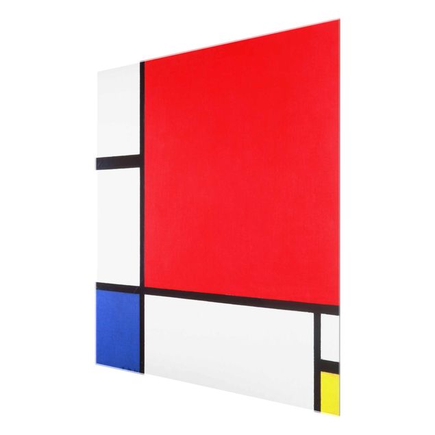 Glasbild - Piet Mondrian - Komposition Rot Blau Gelb - Quadrat 1:1
