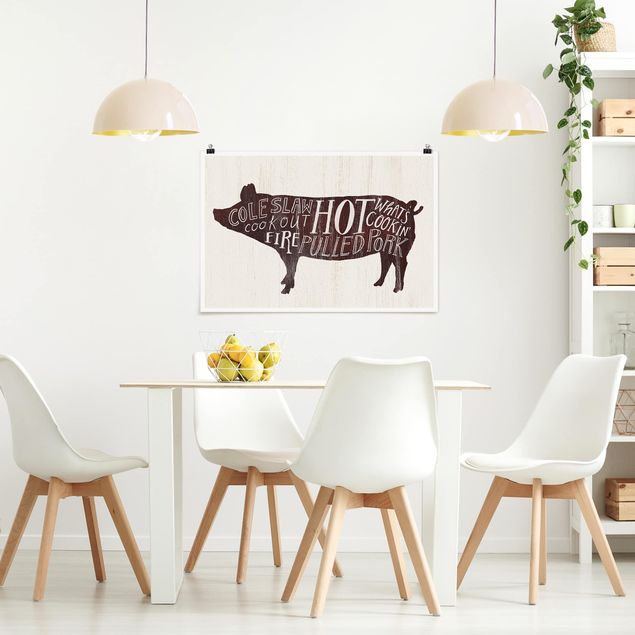 Moderne Poster Bauernhof BBQ - Schwein