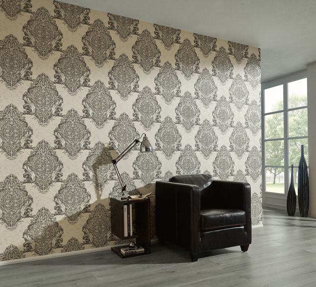 Tapeten mit Muster Architects Paper Luxury Classics in Beige Grau Metallic - 343724