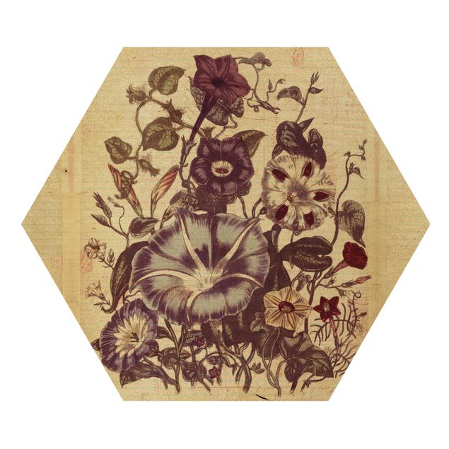 Hexagon Bild Holz - Vintage Memory Blumenstrauss