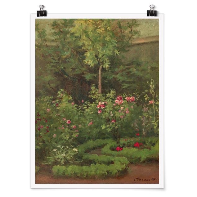 Poster - Camille Pissarro - Ein Rosengarten - Hochformat 3:4
