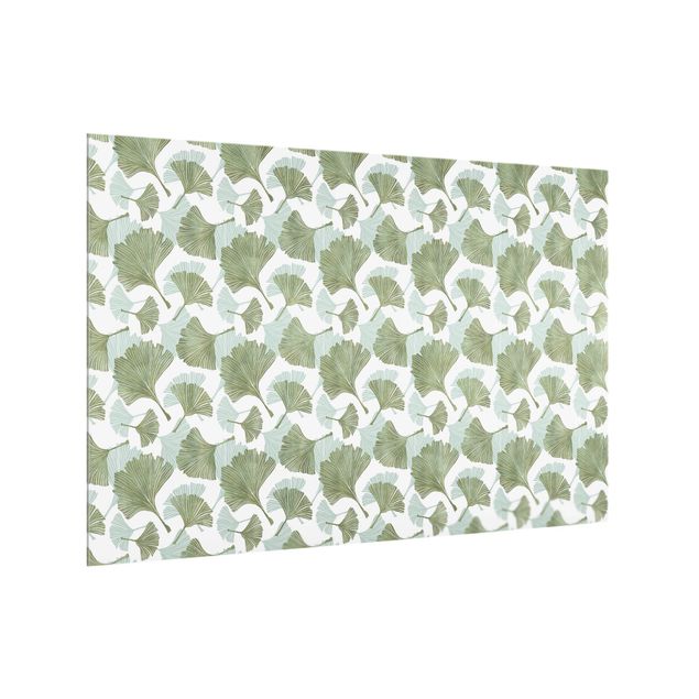 Pattern Design Großer Ginkgoblätterregen in Grün