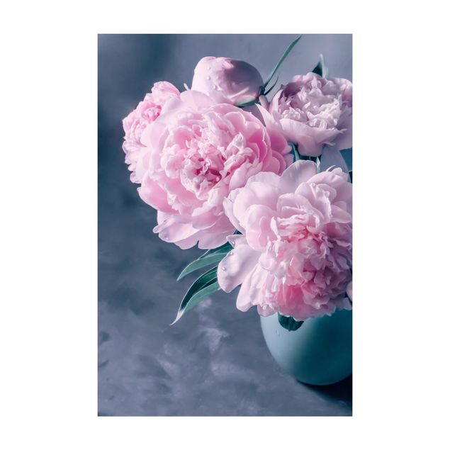 Teppich rosa Vase mit Rosa Pfingstrosen Shabby