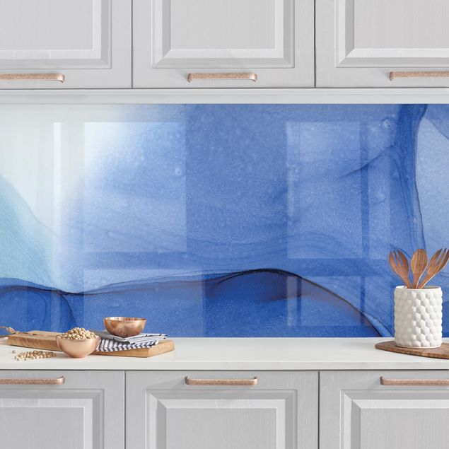 Platte Küchenrückwand Meliertes Tintenblau