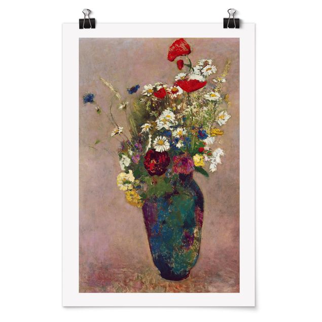 Poster - Odilon Redon - Blumenvase mit Mohn - Hochformat 3:2