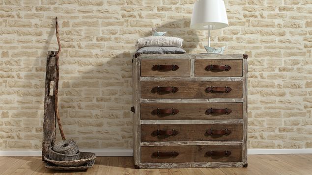 Tapete modern elegant A.S. Création Best of Wood`n Stone 2nd Edition in Beige Creme - 355802