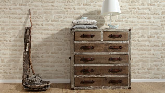 Tapete modern elegant A.S. Création Best of Wood`n Stone 2nd Edition in Beige Creme - 355803