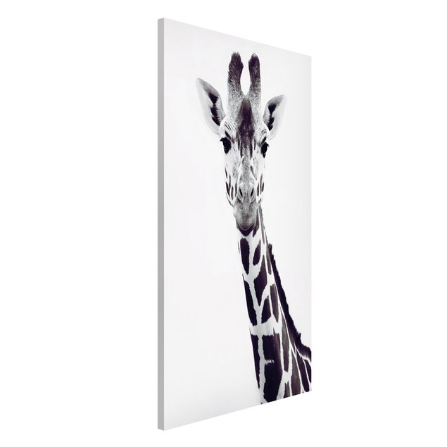 Magnettafel - Giraffen Portrait in Schwarz-weiß - Hochformat 3:4