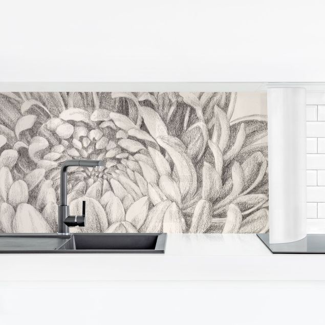 Küchenrückwand selbstklebend Botanische Studie Chrysantheme II
