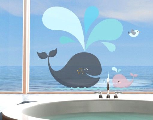 Fensterfolie bunt Happy Whales