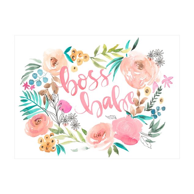 teppich mit blumenmuster Rosa Blüten - Boss Babe