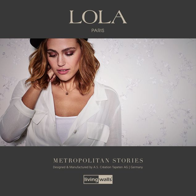Livingwalls Mustertapete Metropolitan Stories Lola - Paris in Lila, Weiß