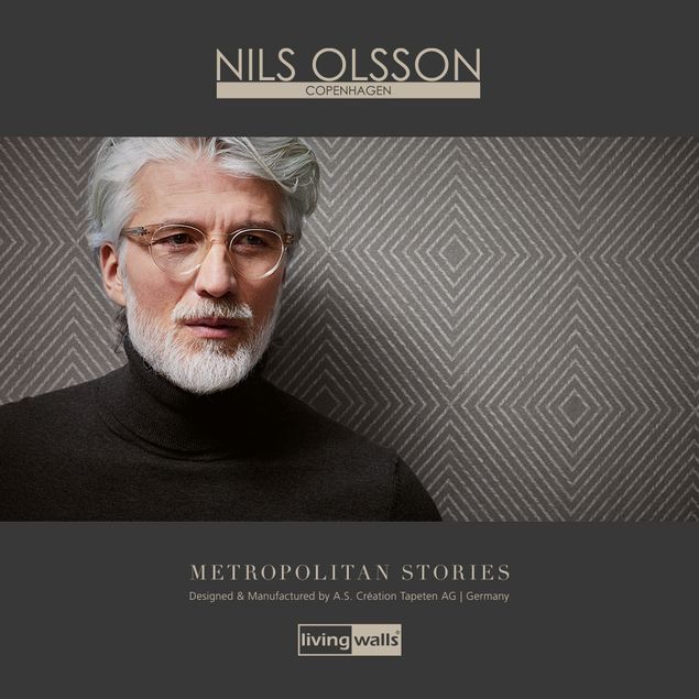 Livingwalls Mustertapete Metropolitan Stories Nils Olsson - Copenhagen in Grau, Metallic