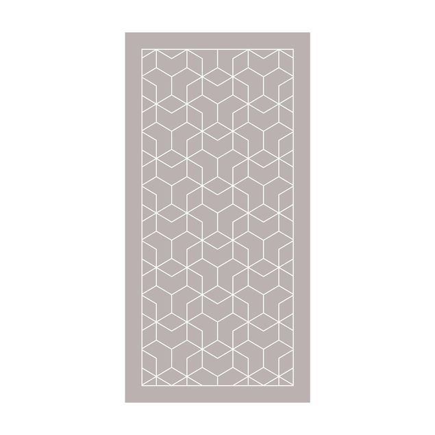 Teppich grau Geometrisches Muster verschlungene Hexagone mit Rahmen