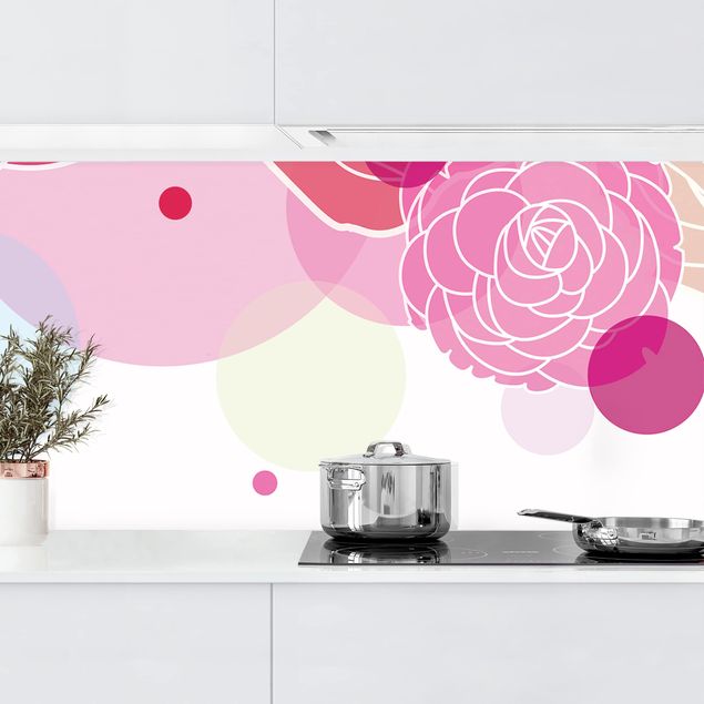 Platte Küchenrückwand Roses and Bubbles