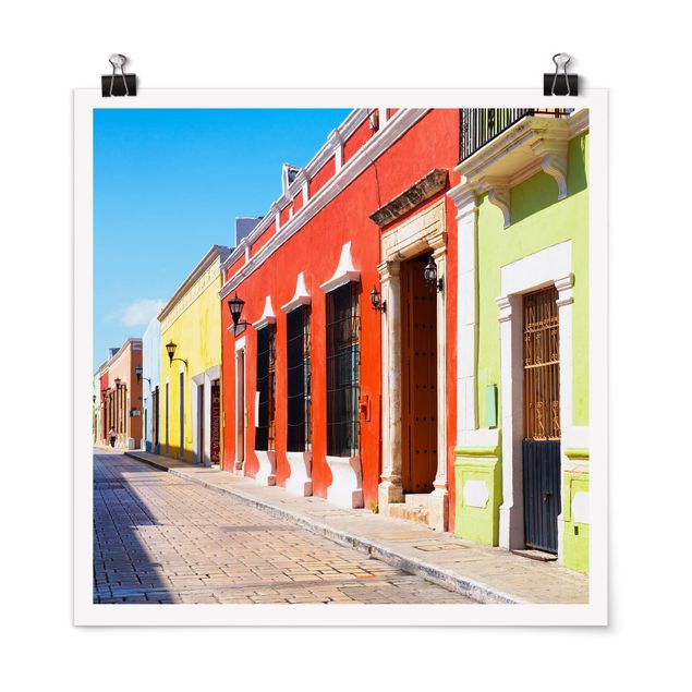 Poster - Farbige Häuserfronten - Quadrat 1:1