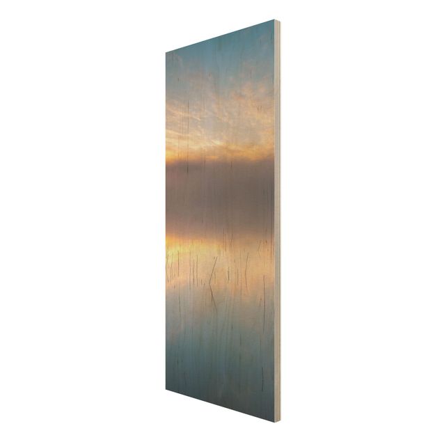 Holzbild - Sonnenaufgang schwedischer See - Panel
