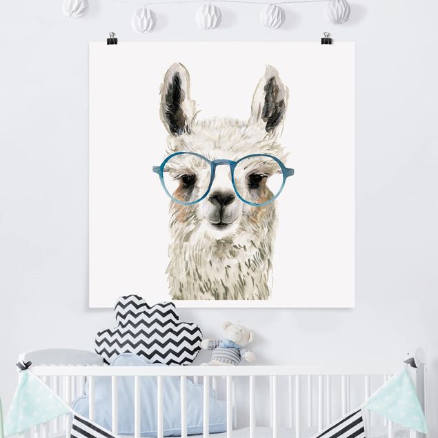 Poster Tiere Hippes Lama mit Brille III
