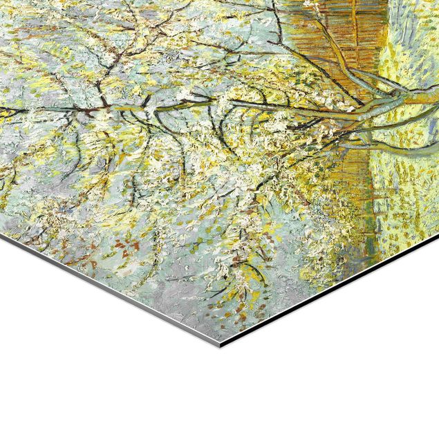 Hexagon Bild Alu-Dibond - Vincent van Gogh - Pfirsichbaum rosa