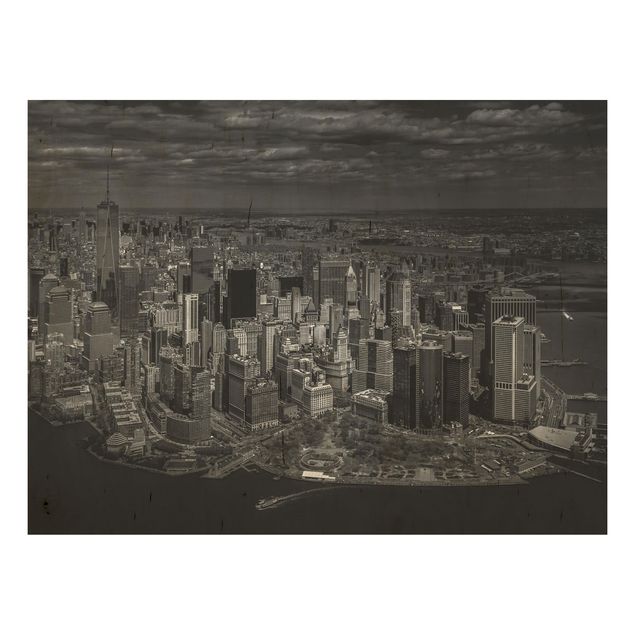 Holzbilder Syklines New York - Manhattan aus der Luft