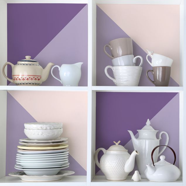 Möbelfolie einfarbig 3 violette Streifen Blütenfarben & helle Kontrastfarbe