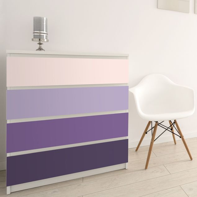 Klebefolie für Türen 3 violette Streifen Blütenfarben & helle Kontrastfarbe
