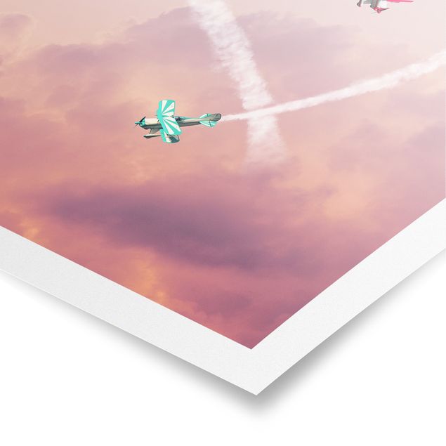 Poster Herz mit Flugzeugen