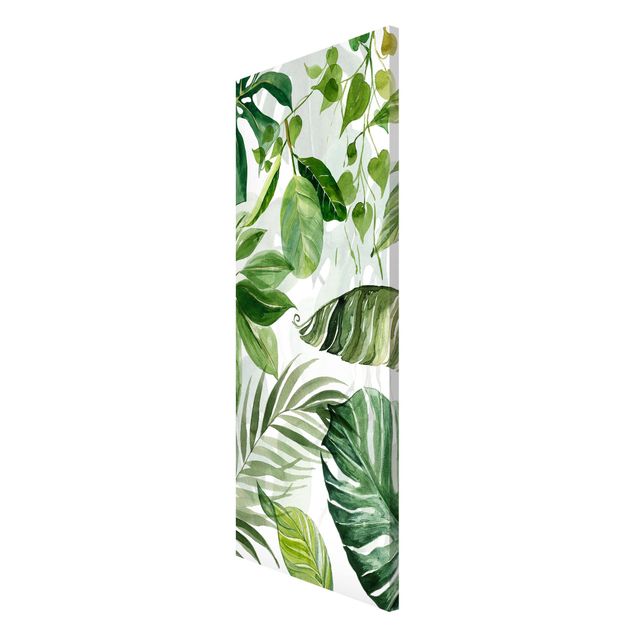 Magnettafel - Aquarell Tropische Blätter und Ranken - Panorama Hochformat