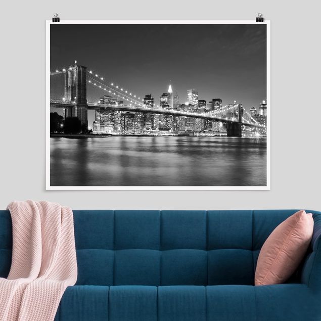 Poster New York Nighttime Manhattan Bridge II