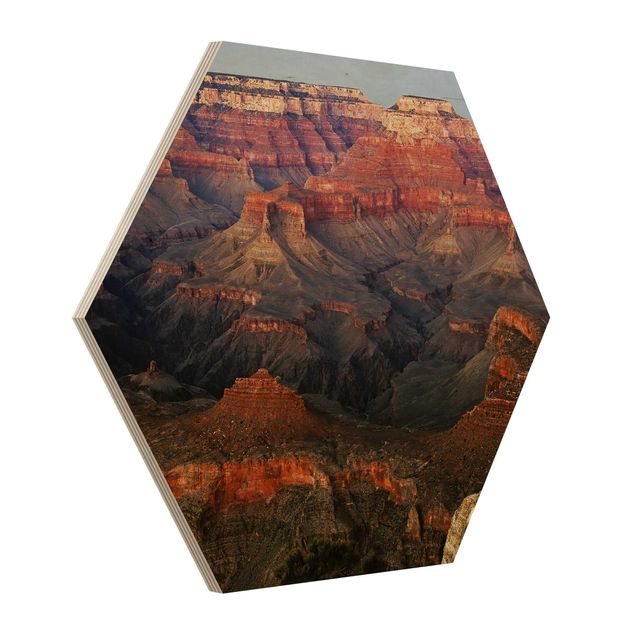 Hexagon Bild Holz - Grand Canyon nach dem Sonnenuntergang