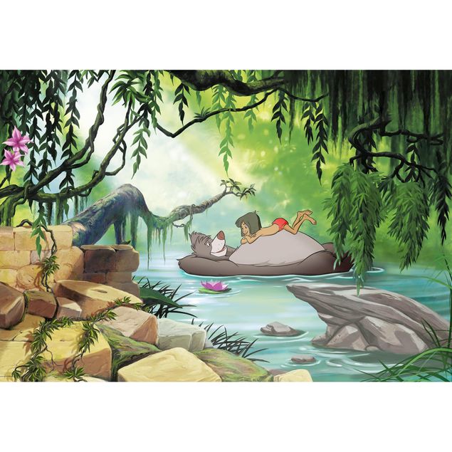 Fototapeten - Jungle book swimming with Baloo