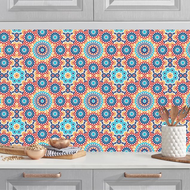 Platte Küchenrückwand Orientalisches Muster mit bunten Blumen