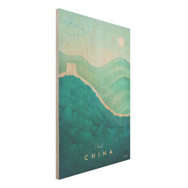 Holzbilder Syklines Reiseposter - China
