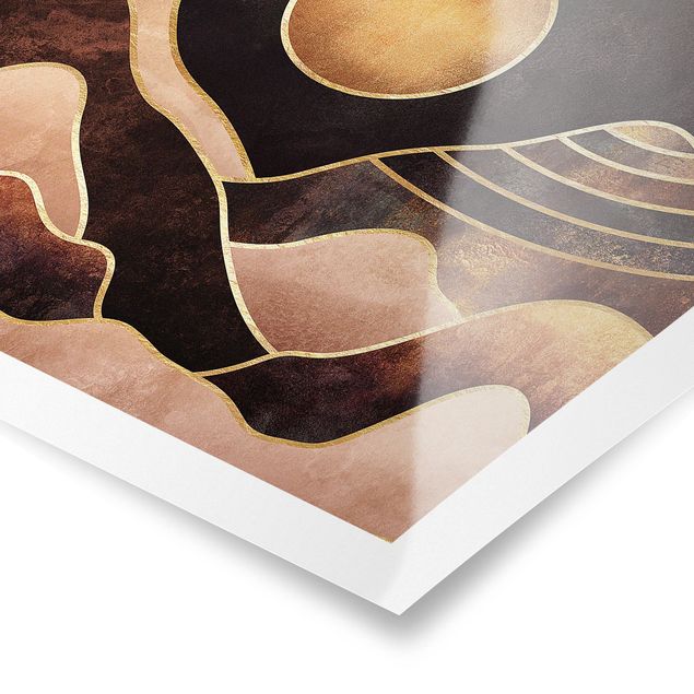 Poster bestellen Goldene Sonne abstrakte Berge