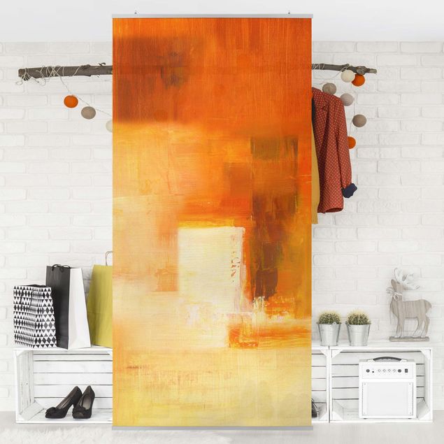 Raumteiler abstrakt Petra Schüßler - Komposition in Orange und Braun 03