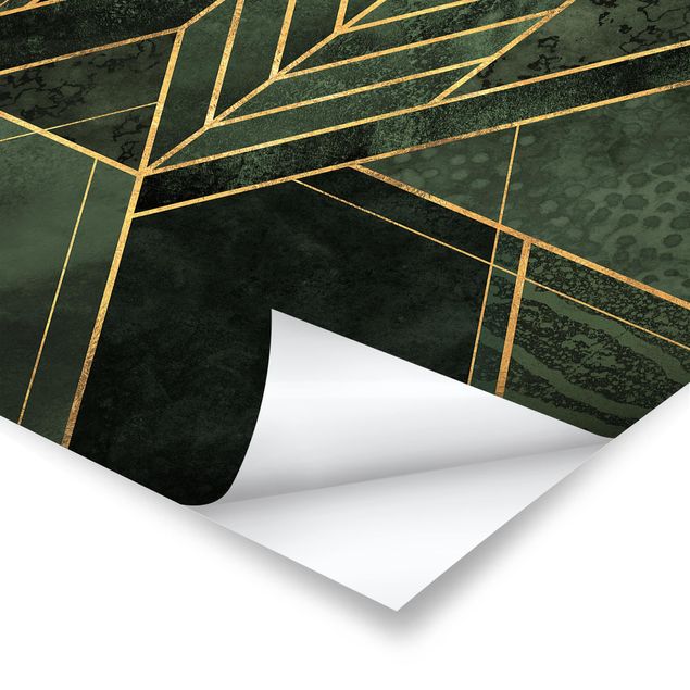 Poster - Geometrische Formen Smaragd Gold - Hochformat 4:3