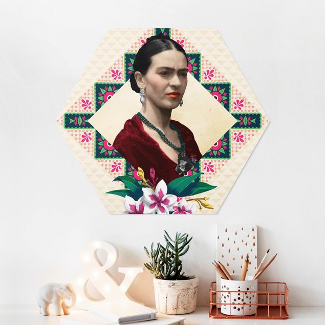 Wandbilder Frida Kahlo - Blumen und Geometrie