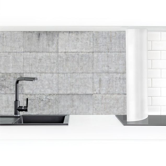 Küchenrückwand selbstklebend Beton Ziegeloptik grau