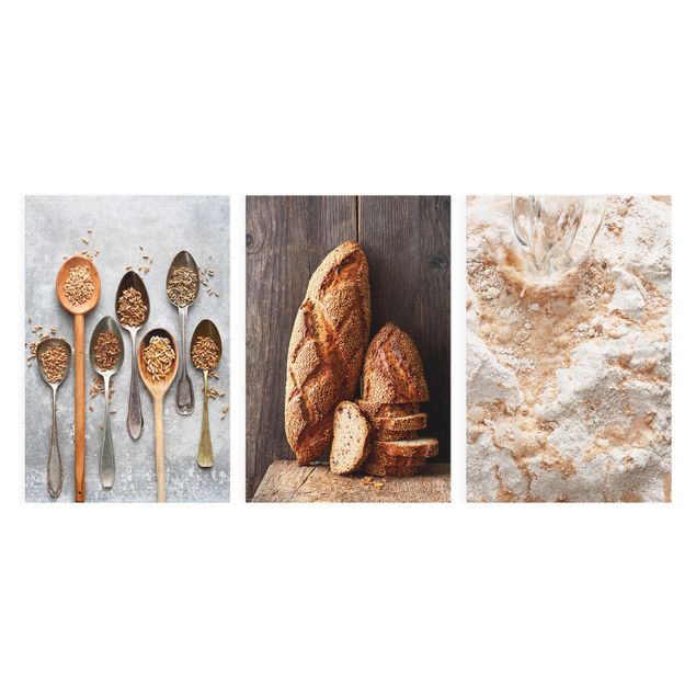 Leinwandbild 3-teilig - Brot backen - Hoch 2:3