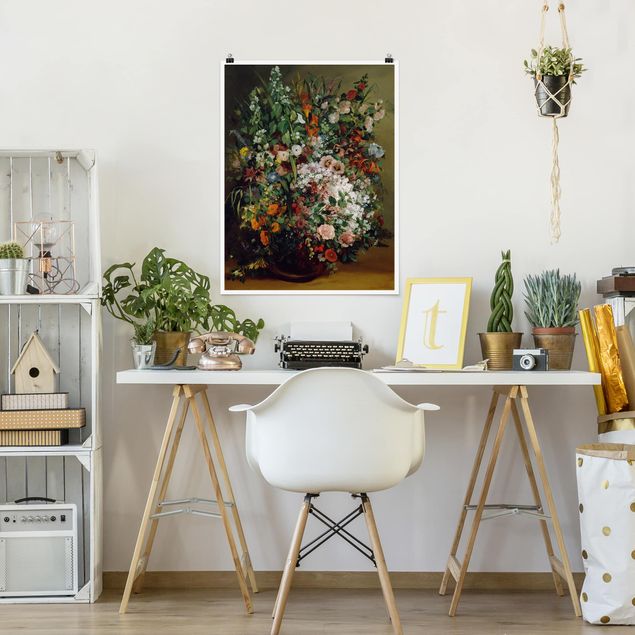 Moderne Poster Gustave Courbet - Blumenstrauß in Vase