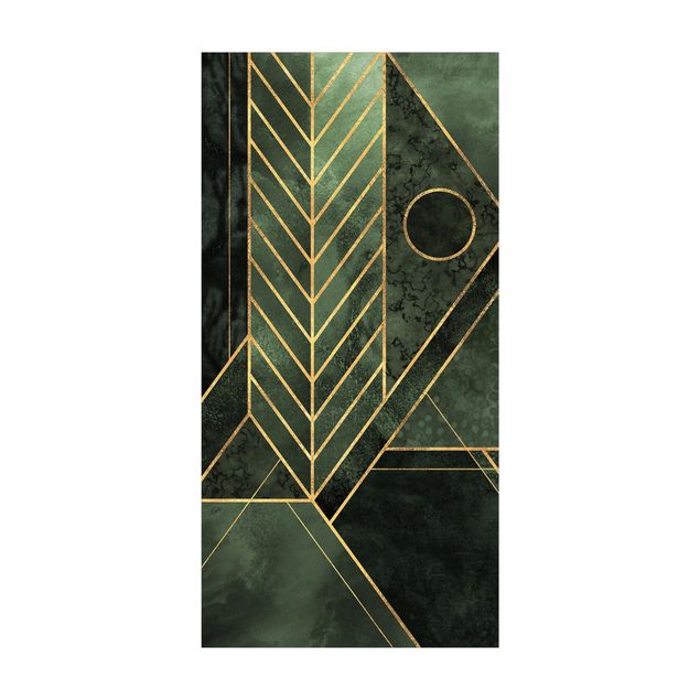 Teppich abstrakt Geometrische Formen Smaragd Gold