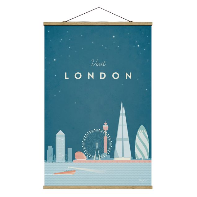 Stoffbild mit Posterleisten - Reiseposter - London - Hochformat 2:3