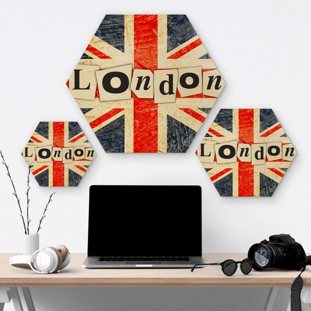 Hexagon Bild Holz - Yeah London