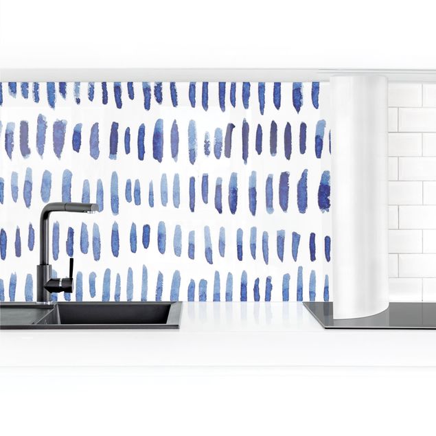 Küchenrückwand selbstklebend Aquarell Struktur in Indigo II