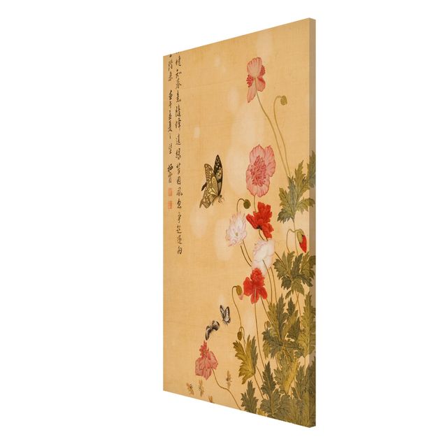 Magnettafel Design Yuanyu Ma - Mohnblumen und Schmetterlinge