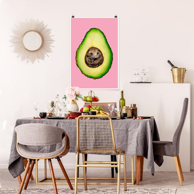 Tiere Poster Avocado mit Igel