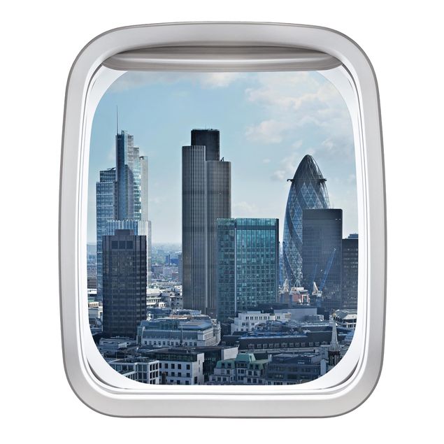 Wandaufkleber Fenster Flugzeug London Skyline