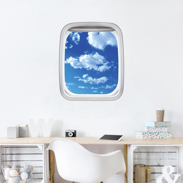 Wandtattoo Natur Fenster Flugzeug Wolkenhimmel